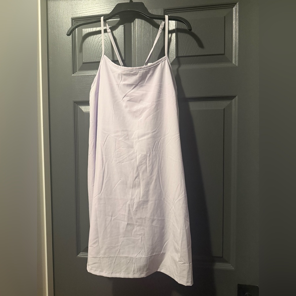 ZELOS Lilac Sleeveless A-Line Solid Active Dress